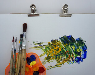 Art and Coloring School Supplies paintbrush , mixing palette