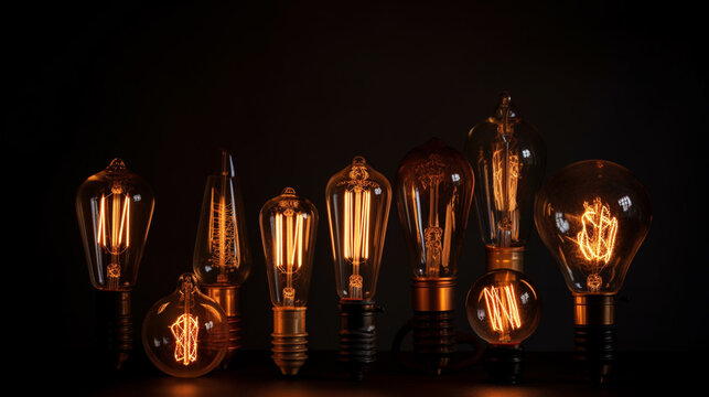 Set of retro lamps of Edisson. 