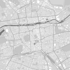 Fototapeta premium Black and white Plovdiv map with buildings