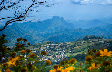 Fototapeta premium Mountain view in thailand,Landscape of nature, Phu Thap Boek, Phetchabun Province, Thailand.