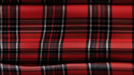 Red and white seamless Checkered tartan fabric perfect for shirts or tablecloths, featuring a classic Scottish plaid design. Also great as a versatile backdrop or wallpaper. - obrazy, fototapety, plakaty