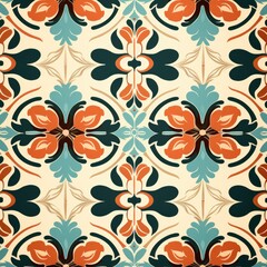 Seamless pattern with decorative flowers. Vector illustration in retro style.