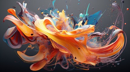 Obraz na płótnie Canvas Abstract colorful paint splashes on black background. 3d render illustration
