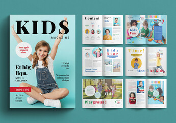 Fototapeta Kids Magazine Template Design Layout obraz
