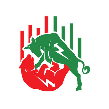 vector illustration Stock market investment symbol bull and bear are fighting from the stock market exchange