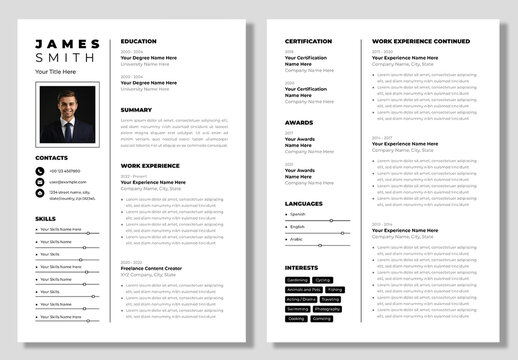 Resume Layout with black Accents