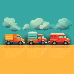 Naklejka premium car icons and pictures cartoon painted style in 3d