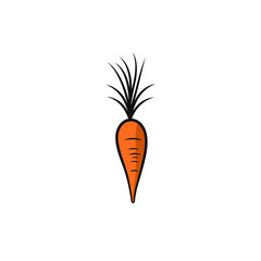 Organic food filled outline orange logo. Healthy nutrition. Carrot symbol. Design element. Created with artificial intelligence. Ai art for corporate branding, farmer market, community garden