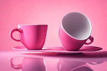 Fototapeta na wymiar pink cup of coffee