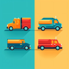 Naklejka premium car icons and pictures cartoon painted style in 3d