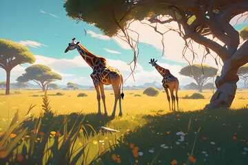 giraffe in the wild Generative AI