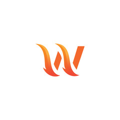 Letter W Fire Logo icon vector template