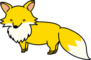 前を見て立っている手書き風キタキツネ