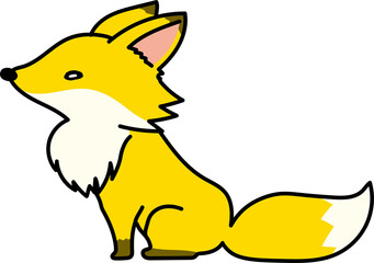 横向きの可愛い北海道のキタキツネ