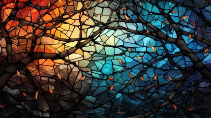 Trees growing through shattered stained glass | generative ai