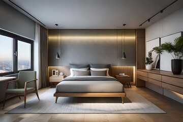 Interior of the bedroom  generated by AI tool