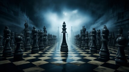 Chess pieces in a game played across time and space | generative ai