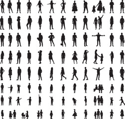 big set of people silhouette vector
