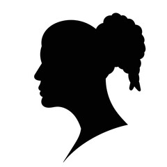 woman portrait, girl silhouette on white background 