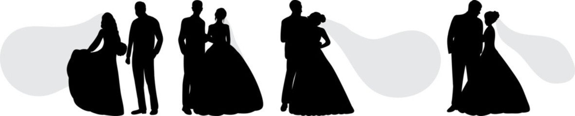 wedding silhouette on white background vector