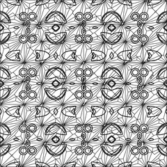  Stylish texture with figures from lines.Abstract geometric black and white pattern for web page, textures, card, poster, fabric, textile. Monochrome graphic repeating design. 