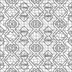  Stylish texture with figures from lines.Abstract geometric black and white pattern for web page, textures, card, poster, fabric, textile. Monochrome graphic repeating design. 