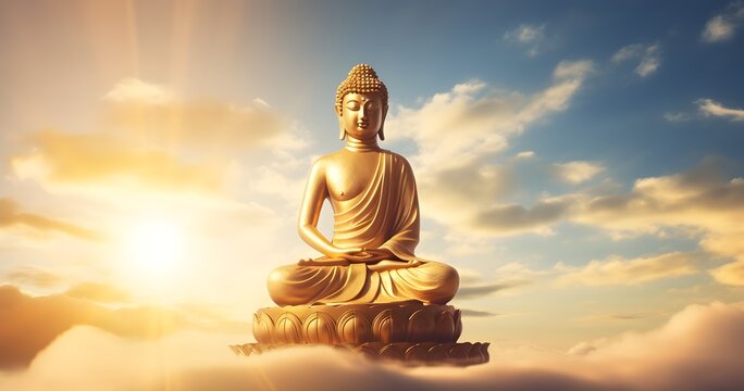 Happy Statue of Buddha Purnima background Generative AI