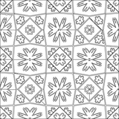  Stylish texture with figures from lines.Abstract geometric black and white pattern for web page, textures, card, poster, fabric, textile. Monochrome graphic repeating design. 