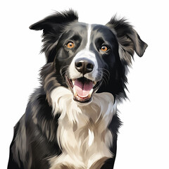 Portrait of dog on white background. AI generation..