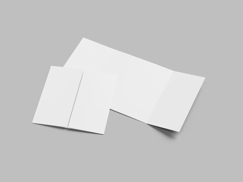 Inside And Outside Gatefold Brochure White Blank 3D Render Mockup