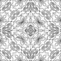  Stylish texture with figures from lines.Abstract geometric black and white pattern for web page, textures, card, poster, fabric, textile. Monochrome graphic repeating design. 