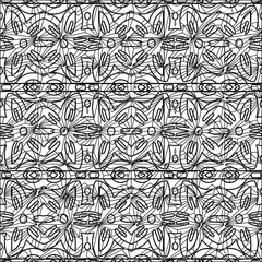  Stylish texture with figures from lines.Abstract geometric black and white pattern for web page, textures, card, poster, fabric, textile. Monochrome graphic repeating design. 