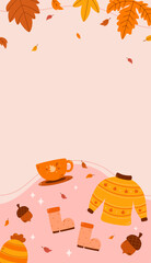 Flat autumn season portrait vector illustration