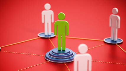 Obraz premium Network of connected 3D figures. 3D illustration