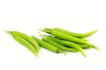 green chili pepper isolated on white background
