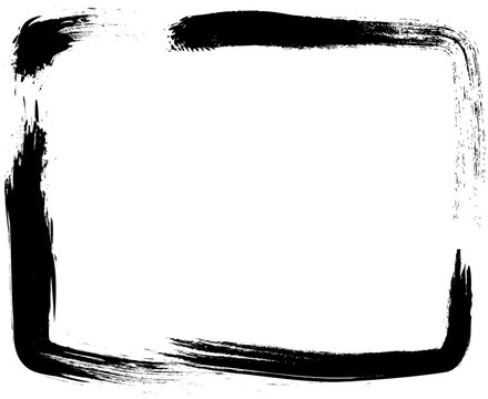 a rectangular frame is drawn with brush strokes in ink
