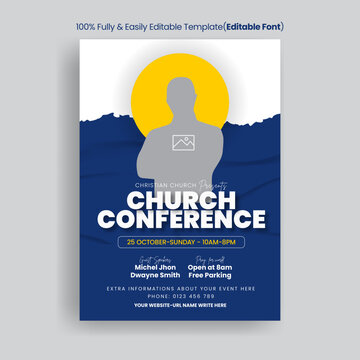 Church Conference Flyer, Christ Event Prayer Flyer, Praise Worship Template, Online Live Webinar Talkshow Night Club Party Flyer Design
