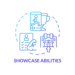 2D showcase abilities thin line gradient icon concept, isolated vector, illustration representing athletic scholarship.