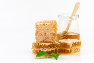 Honey Lemon with honeycombs on white