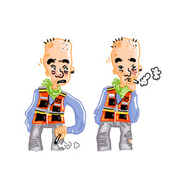 motorcycle taxi driver cartoon character