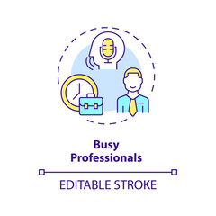 2D editable busy professionals thin line icon concept, isolated vector, multicolor illustration representing voice assistant.