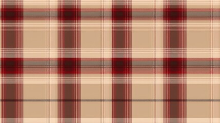 Fototapeta premium Beige and Brown seamless Checkered tartan fabric perfect for shirts or tablecloths, featuring a classic Scottish plaid design. Also great as a versatile backdrop or wallpaper.