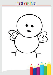 Children's coloring page chicken chicken blank line drawing vector illustration
