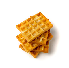Belgian Waffle Isolated, Square Waffled Cookie, Soft Golden Belgian Waffles, Wafer Biscuit Breakfast
