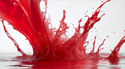 Splash of red water on light background by Generative AI