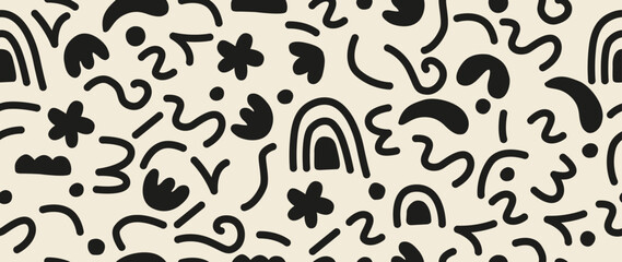 Vector seamless background. Minimalistic abstract pattern. Modern black print on a light background. Ideal for textile design, screensavers, covers, cards, invitations and posters.