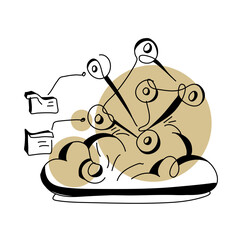 Flat Illustration Outline Intelligence Binary Code Brain is used for website UI UX, enhancing tech related content visually. Its design adds an engaging and informative touch, making it an excellent