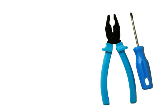PNG, Pliers and screwdriver, isolated on white background