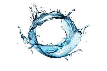 Blue water swirl splash with little bubbles isolated on clear png background, liquid flowing in form of wave