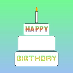 birthday cake vector illustration on green color background